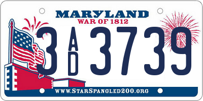 MD license plate 3AD3739