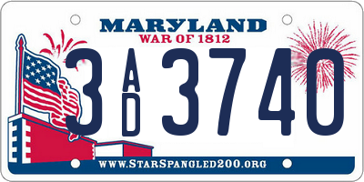 MD license plate 3AD3740