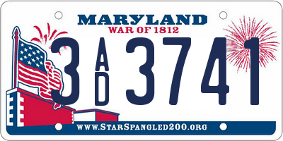 MD license plate 3AD3741