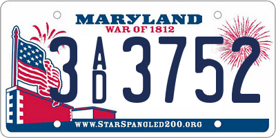 MD license plate 3AD3752