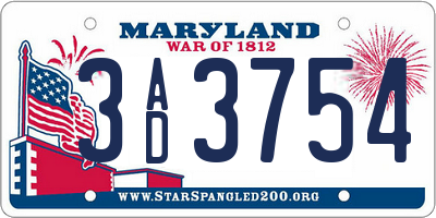 MD license plate 3AD3754