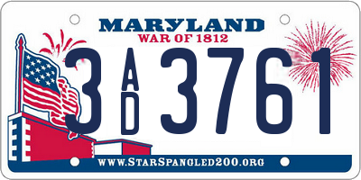 MD license plate 3AD3761