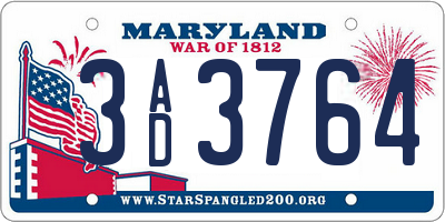 MD license plate 3AD3764