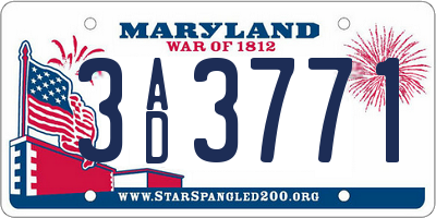 MD license plate 3AD3771