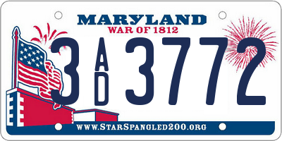 MD license plate 3AD3772