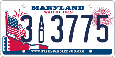 MD license plate 3AD3775