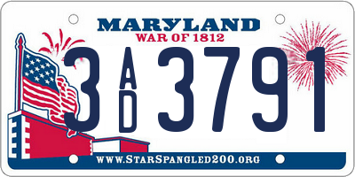 MD license plate 3AD3791