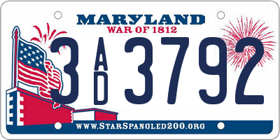 MD license plate 3AD3792