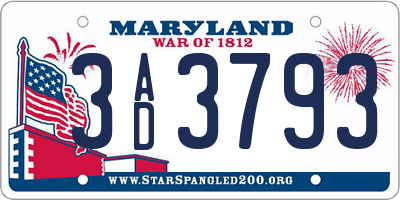 MD license plate 3AD3793
