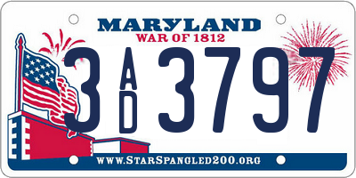 MD license plate 3AD3797