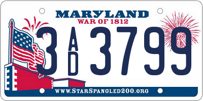 MD license plate 3AD3799