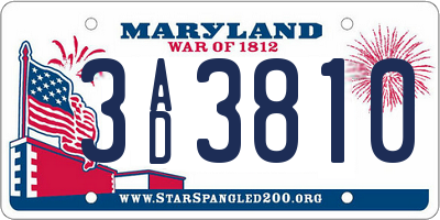 MD license plate 3AD3810