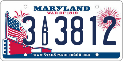 MD license plate 3AD3812