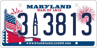 MD license plate 3AD3813