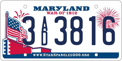 MD license plate 3AD3816