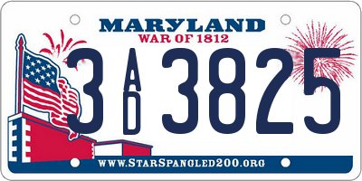 MD license plate 3AD3825