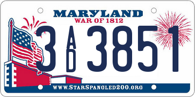 MD license plate 3AD3851