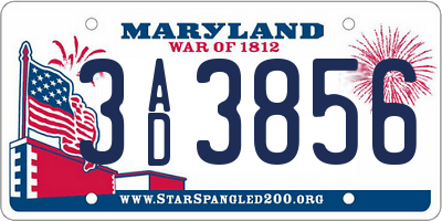 MD license plate 3AD3856