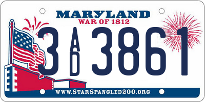 MD license plate 3AD3861