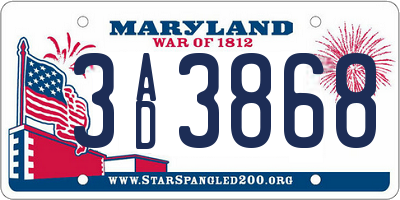 MD license plate 3AD3868