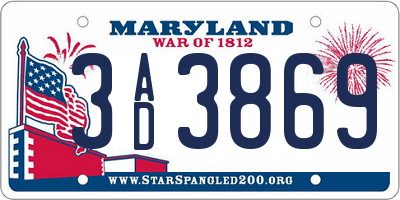 MD license plate 3AD3869