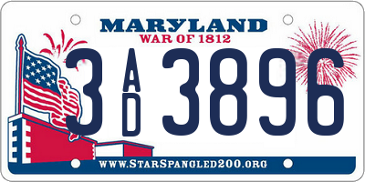 MD license plate 3AD3896