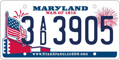 MD license plate 3AD3905