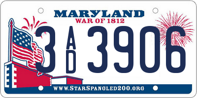 MD license plate 3AD3906