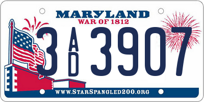 MD license plate 3AD3907