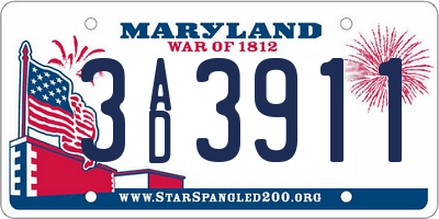 MD license plate 3AD3911