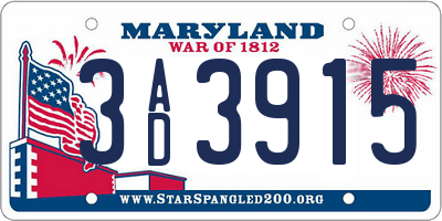 MD license plate 3AD3915