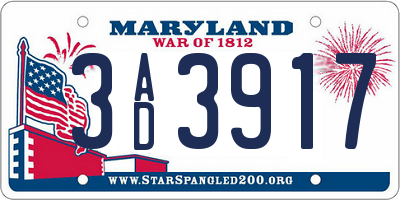 MD license plate 3AD3917