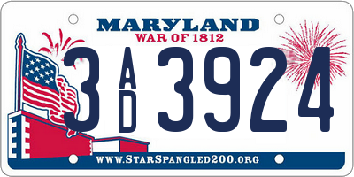 MD license plate 3AD3924
