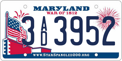 MD license plate 3AD3952