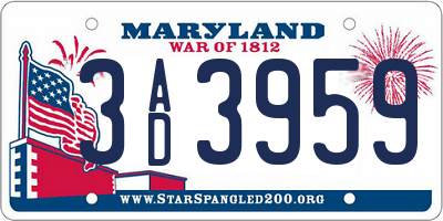 MD license plate 3AD3959