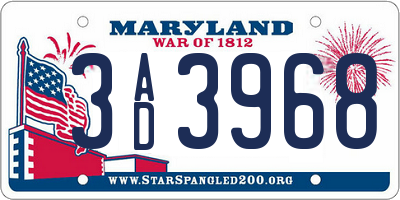 MD license plate 3AD3968