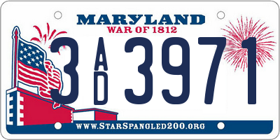 MD license plate 3AD3971