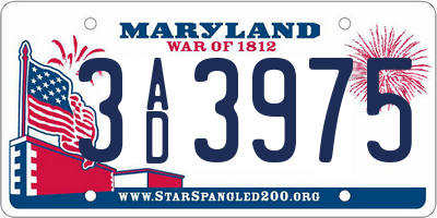 MD license plate 3AD3975