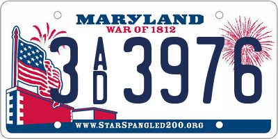 MD license plate 3AD3976
