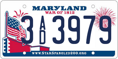 MD license plate 3AD3979