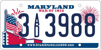 MD license plate 3AD3988