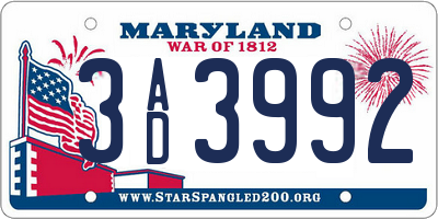 MD license plate 3AD3992