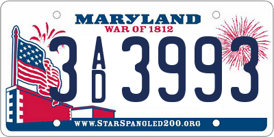 MD license plate 3AD3993