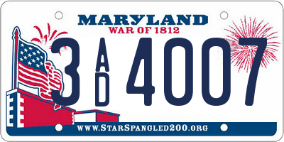 MD license plate 3AD4007