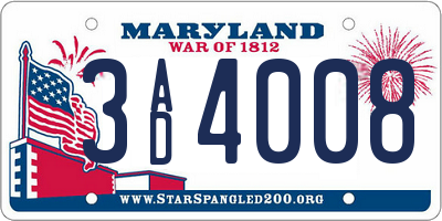 MD license plate 3AD4008
