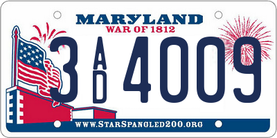 MD license plate 3AD4009