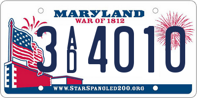 MD license plate 3AD4010