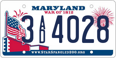 MD license plate 3AD4028