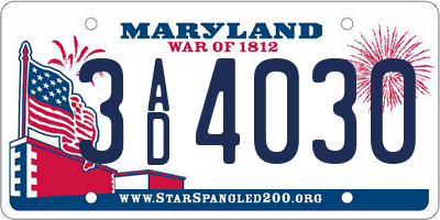 MD license plate 3AD4030