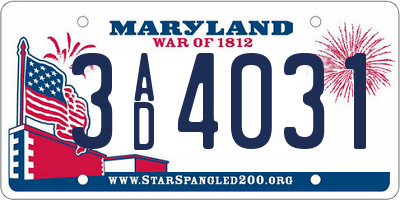 MD license plate 3AD4031